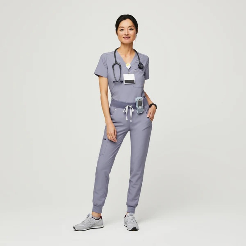 Figs vapor blue Zamora scrub set XSP Zamora jogger and XXS Catarina top